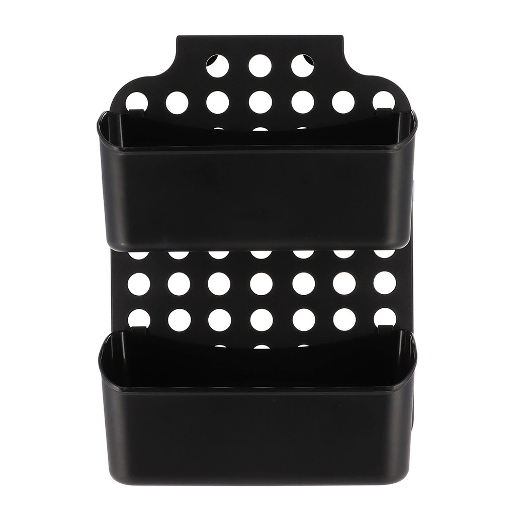 Serviteur de douche plastique 2 paniers noir 25x35.5x12cm