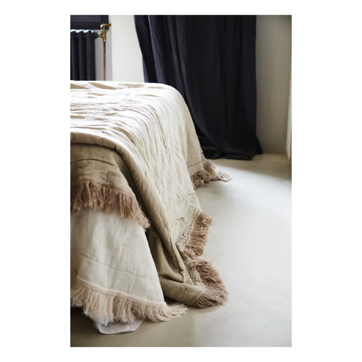 Autumn Couvre lit en coton et lin bio avec franges | Chêne