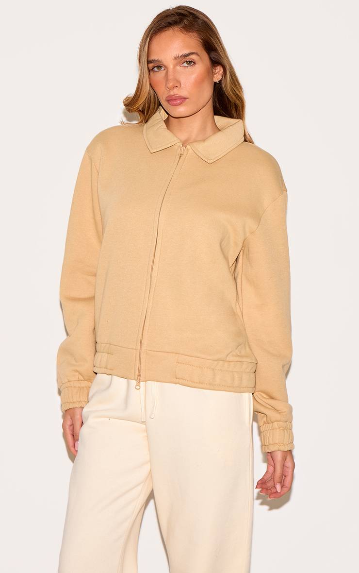 Gris Pierre Sweat-shirt À Col Zippé