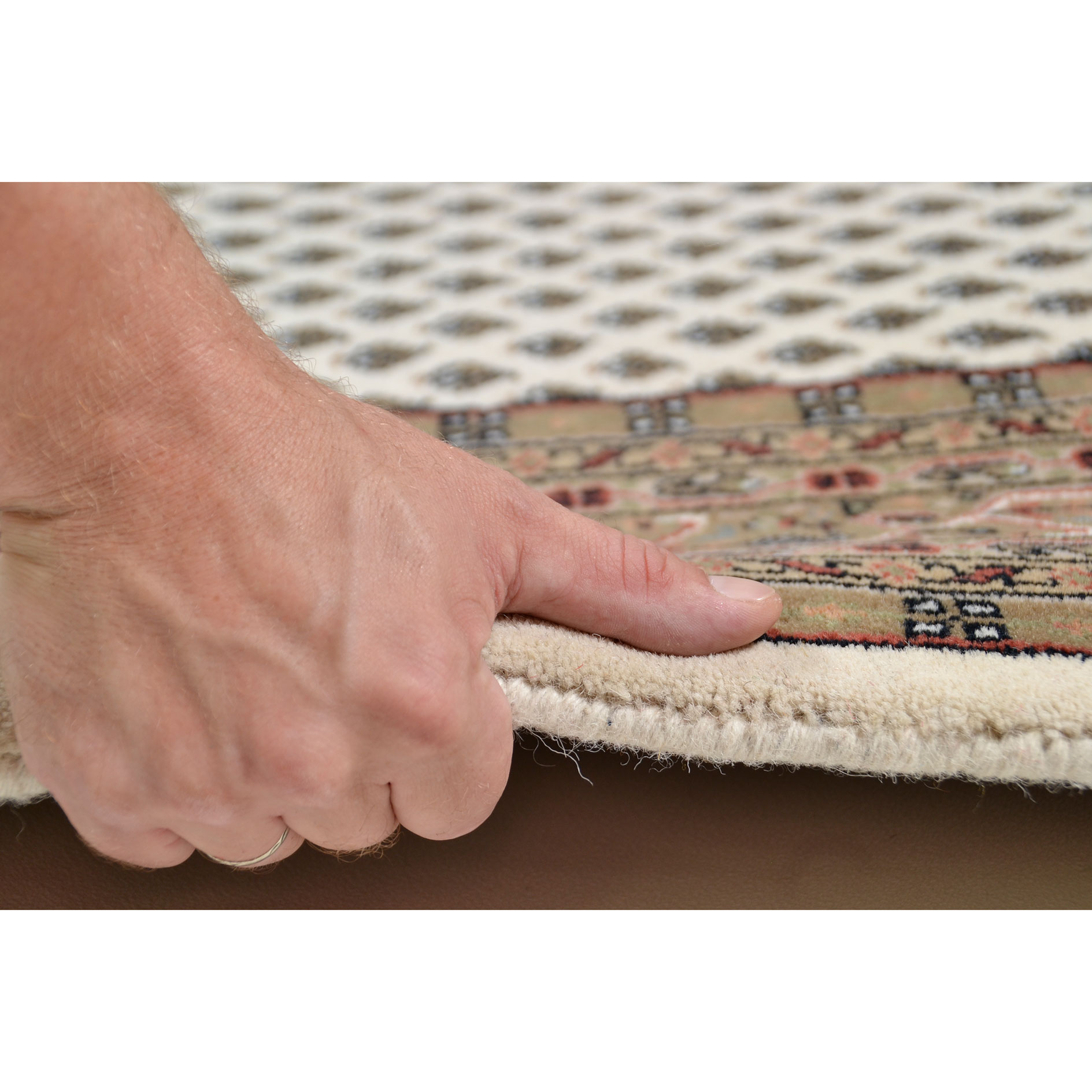 Teppich CHANDI - creme-braun - Schurwolle - 40x60 cm