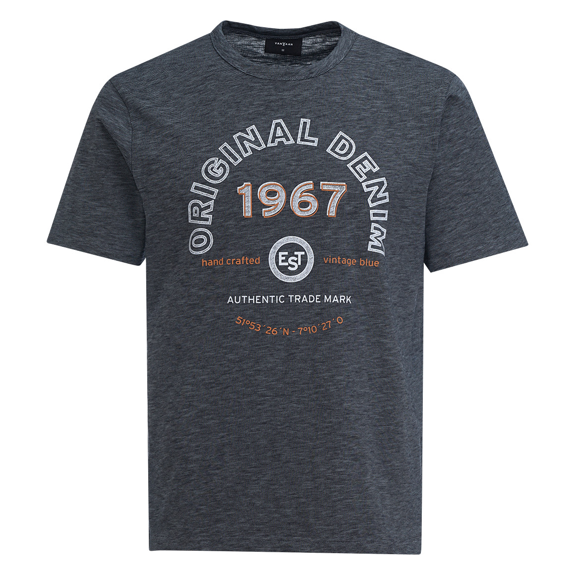 VanVaan Denim Herren T-Shirt mit Print dunkelblau / grau