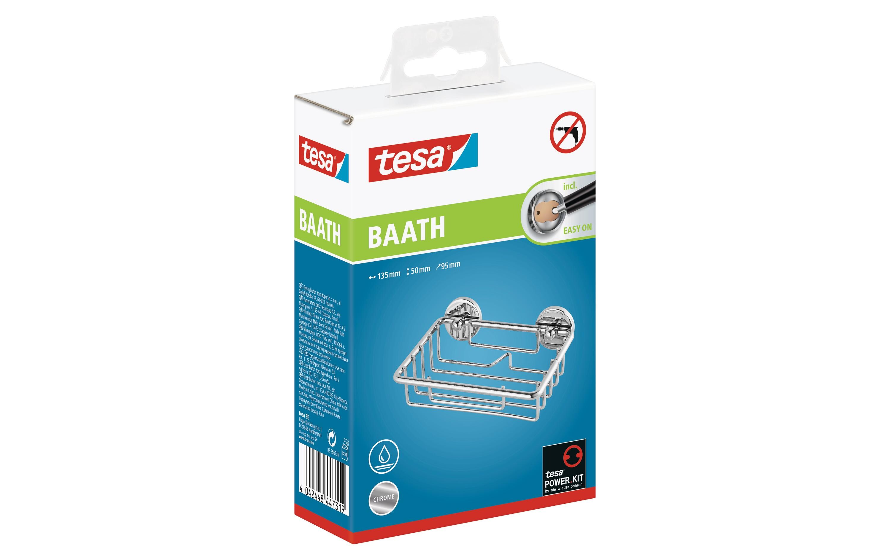 Bad-Utensilienhalter Baath Silber, EdelstahlSeifenkorb zum kleben