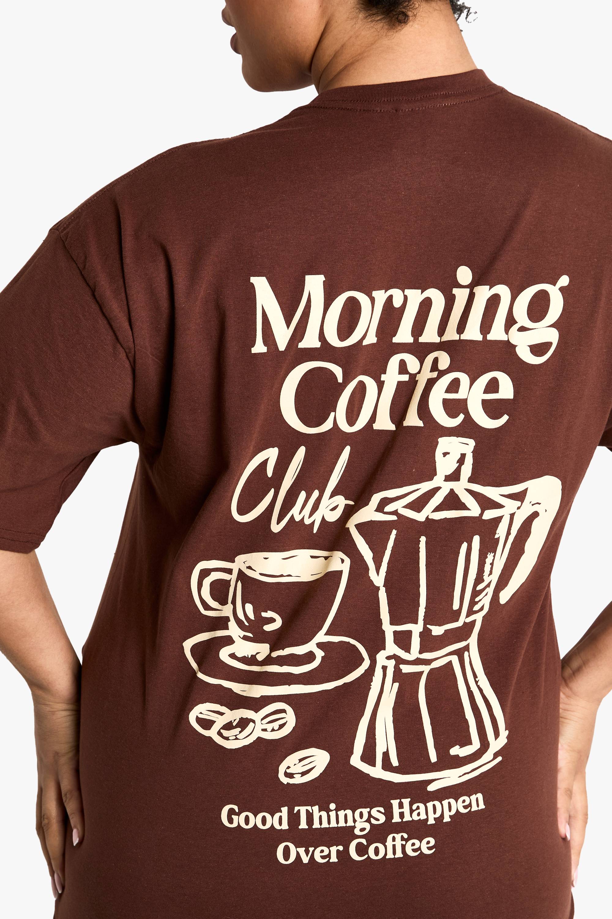 boohoo PLUS MORNING COFFEE T-SHIRT SURDIMENSIONNÉ