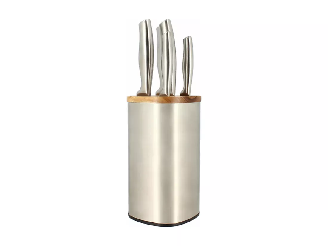 Menastyl - Bloc A Couteaux 5 Pieces En Acier Inoxydable Et Bois