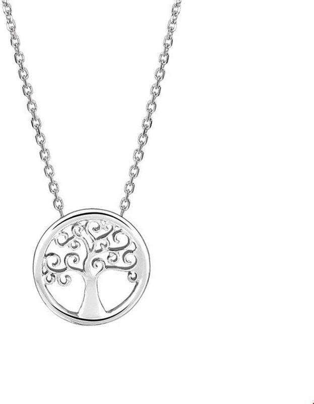Collier - Levensboom - Gerhodineerd Zilver - 41 + 4 cm