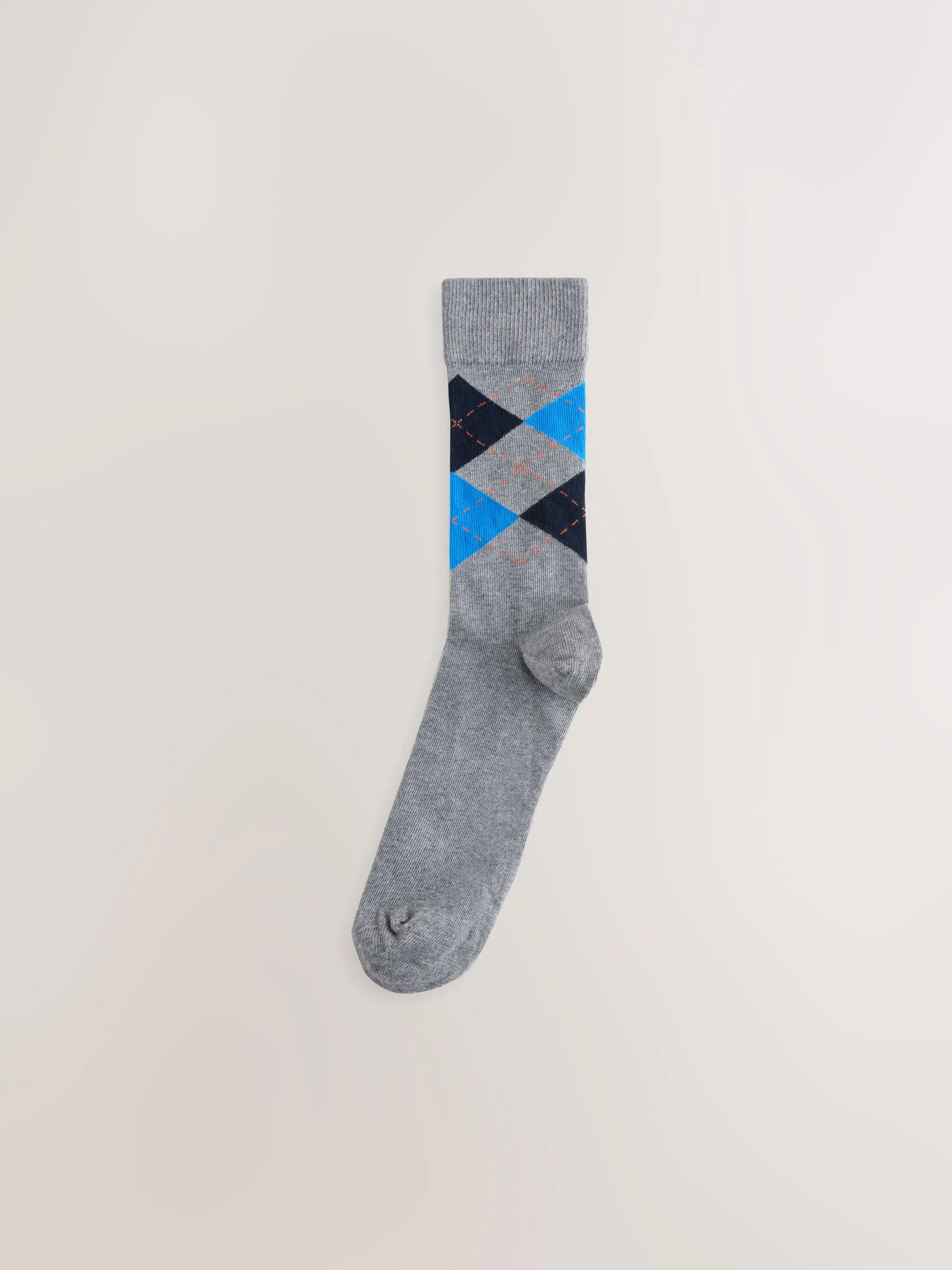 Blauw/oranje/groen met argylepatroon - Set van 5 sokken met patroon