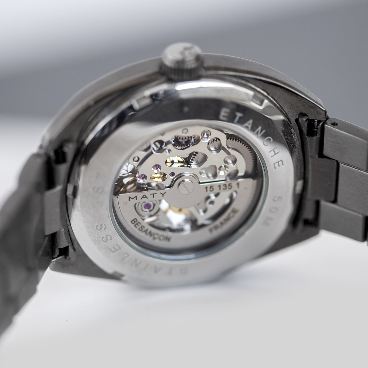 Montre homme squelette automatique acier bracelet acier