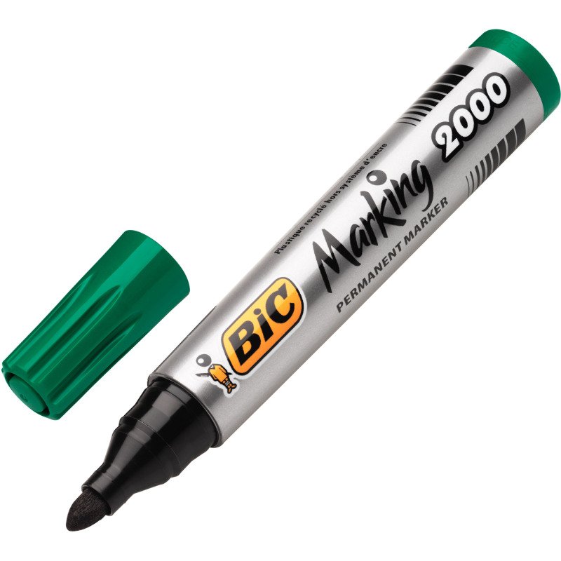 Marqueur permanent Bic 2000 pointe ogive 4,95 mm - Pochette de 4 couleurs