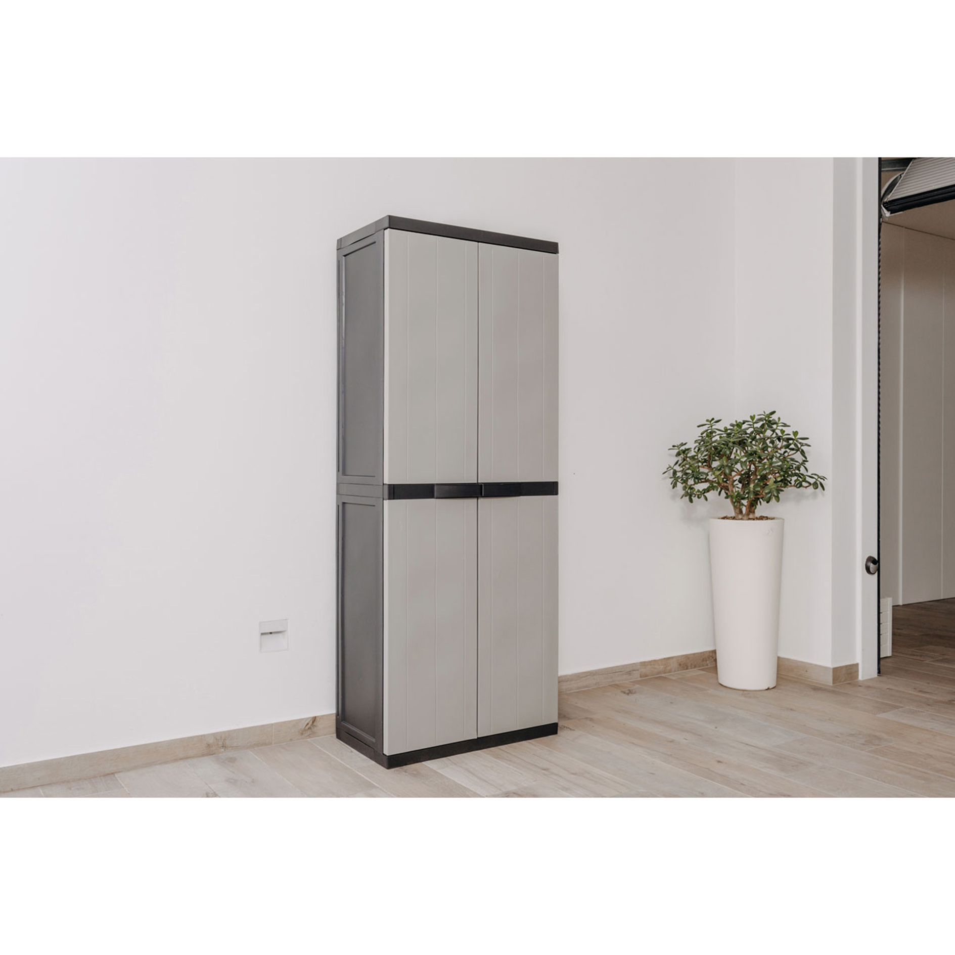 Universal-Schrank - grau-schwarz - 165 cm hoch