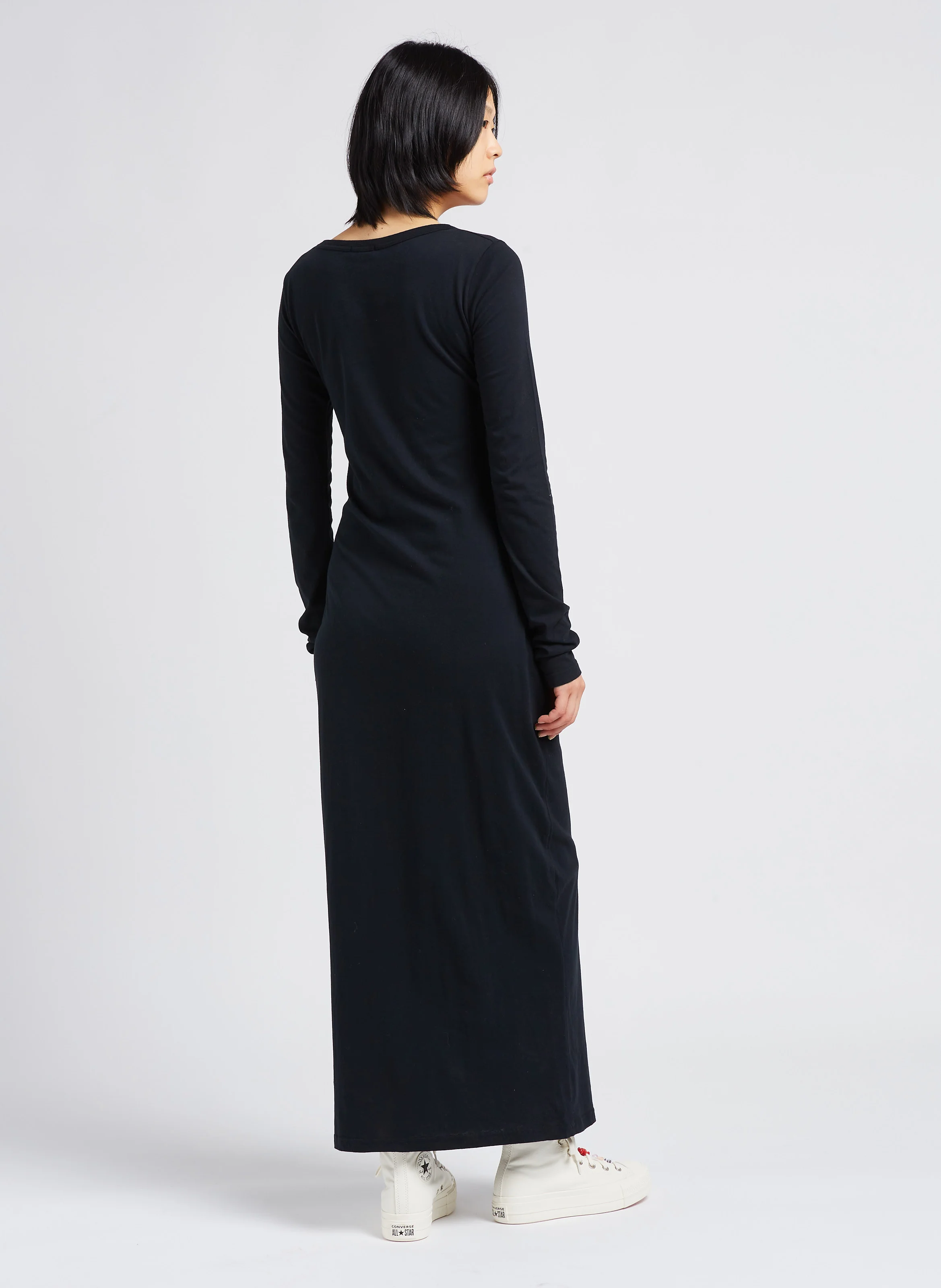 GAMIPY - Robe longue col rond en coton | Noir