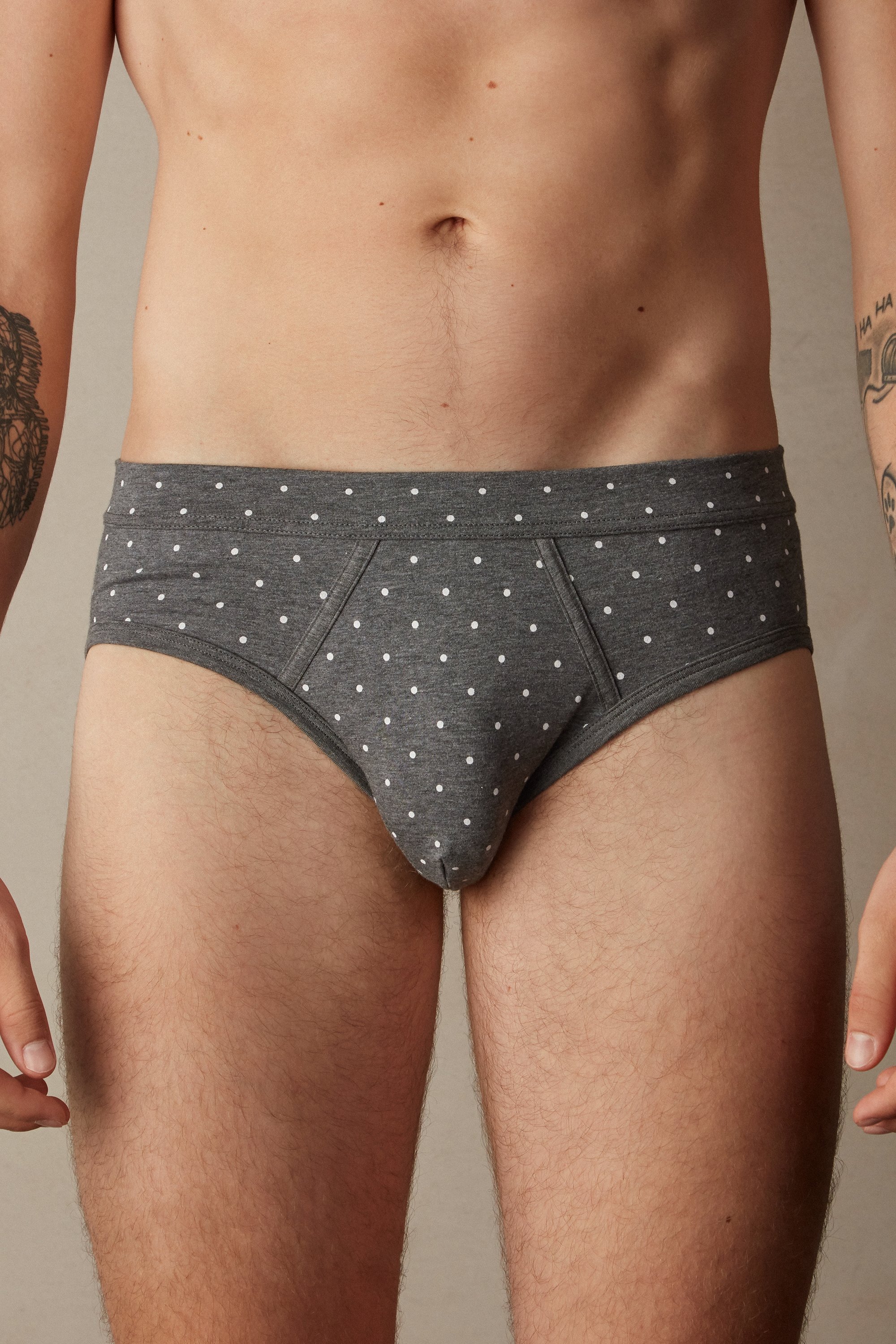 Cueca de algodão elástico Supima® com estampa de bolinhas