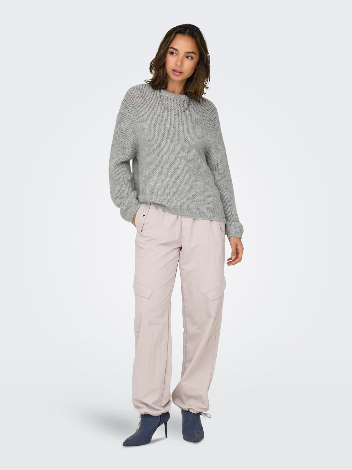 ONLJACKIE Strickpullover Light Grey Melange