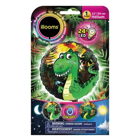 Goodmark Illooms Folienballon 56cm mit LED Dinosaurier rund
