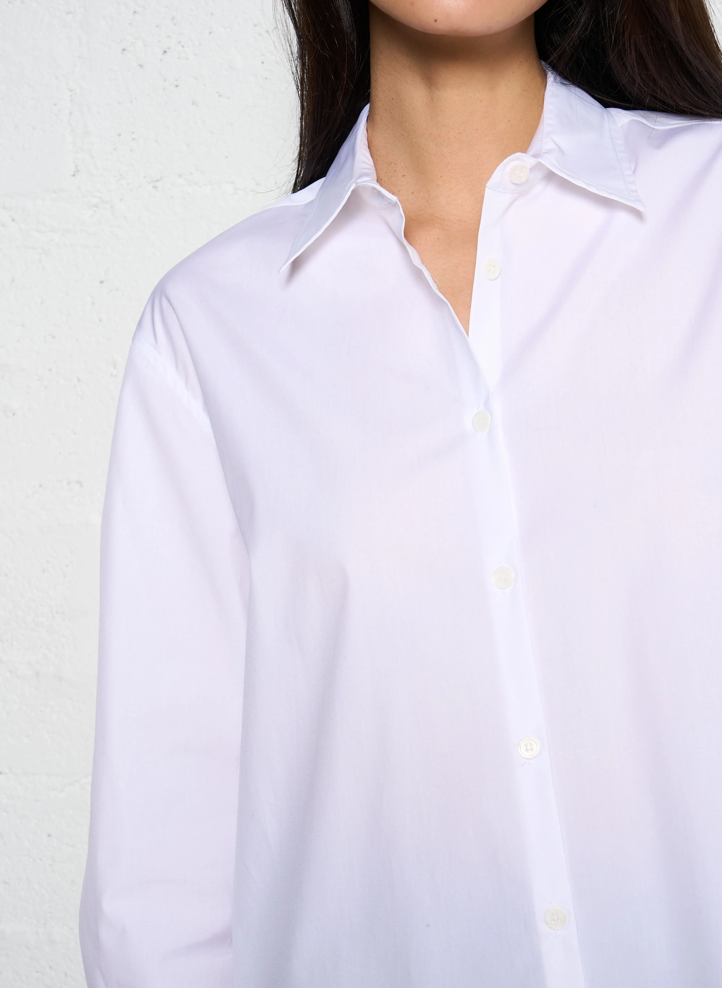 CORALIE - Chemise droite en popeline de coton | Blanc