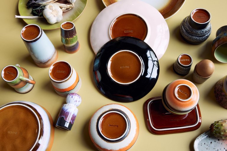 HKliving 70's Ceramic gebaksbordje Ø17.5 set van 2 Horizon