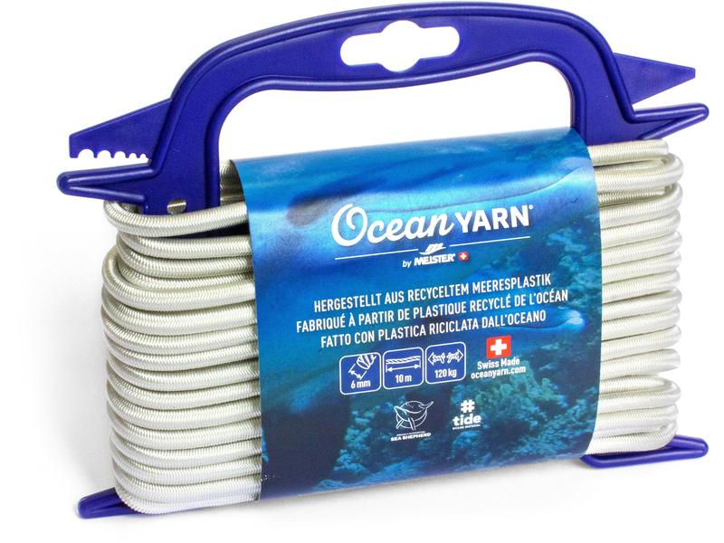 Meister Seil OceanYarn Ø 6 mm, 10 m, 120 kg, Weiss, elastis Elastisches Gummi-Spannseil aus recyceltem Kunststoff