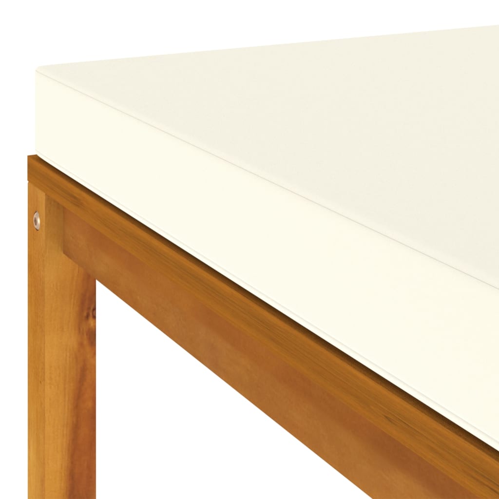 Salon de jardin meuble d'extérieur ensemble de mobilier 4 pièces avec coussin crème bois d'acacia solide