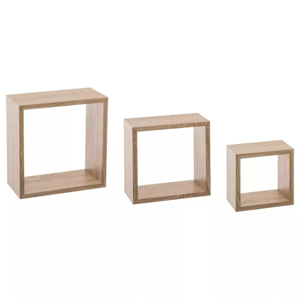 Lot de 3 étagères bois (H15-20-25 cm) Cube Naturel