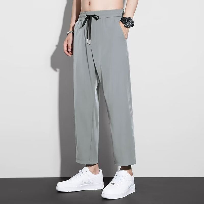 Lingaris - Effen cropped rechte broek met trekkoordtaille