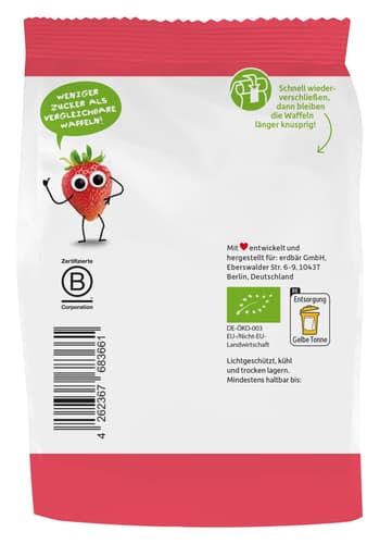 Freche Freunde Bio Waffel-Herzchen Apfel-Erdbeere
