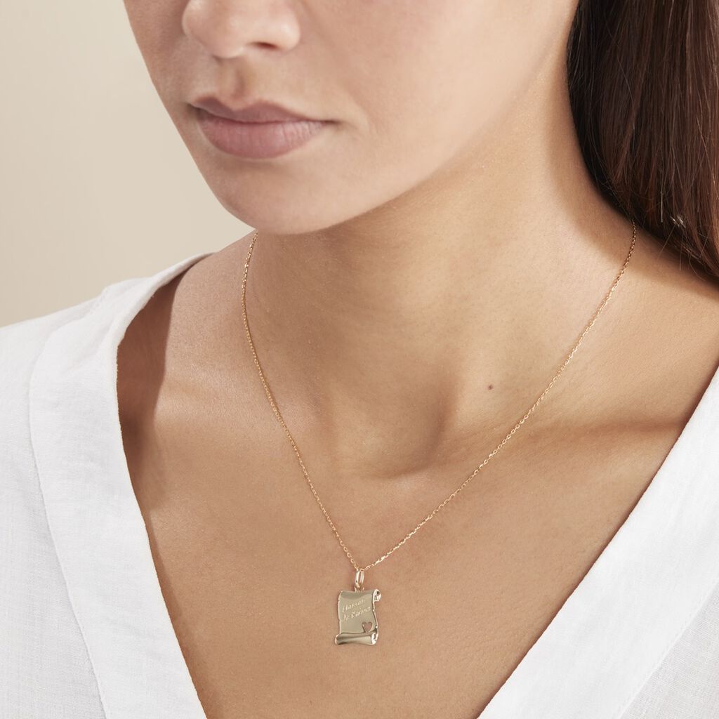 Pendentif Irenca Message Parchemin Or Jaune