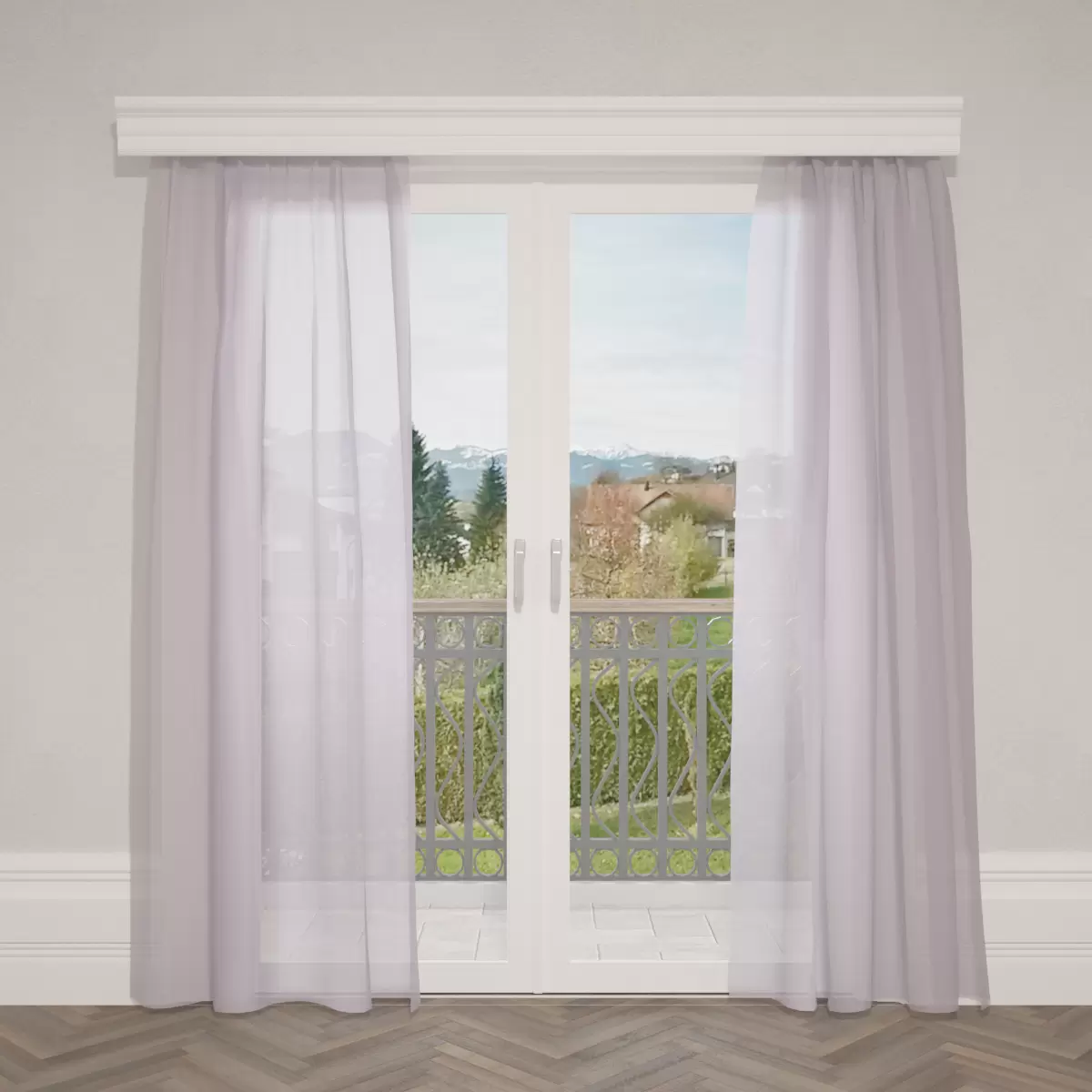 Tagvorhang Mousseline violett,grau