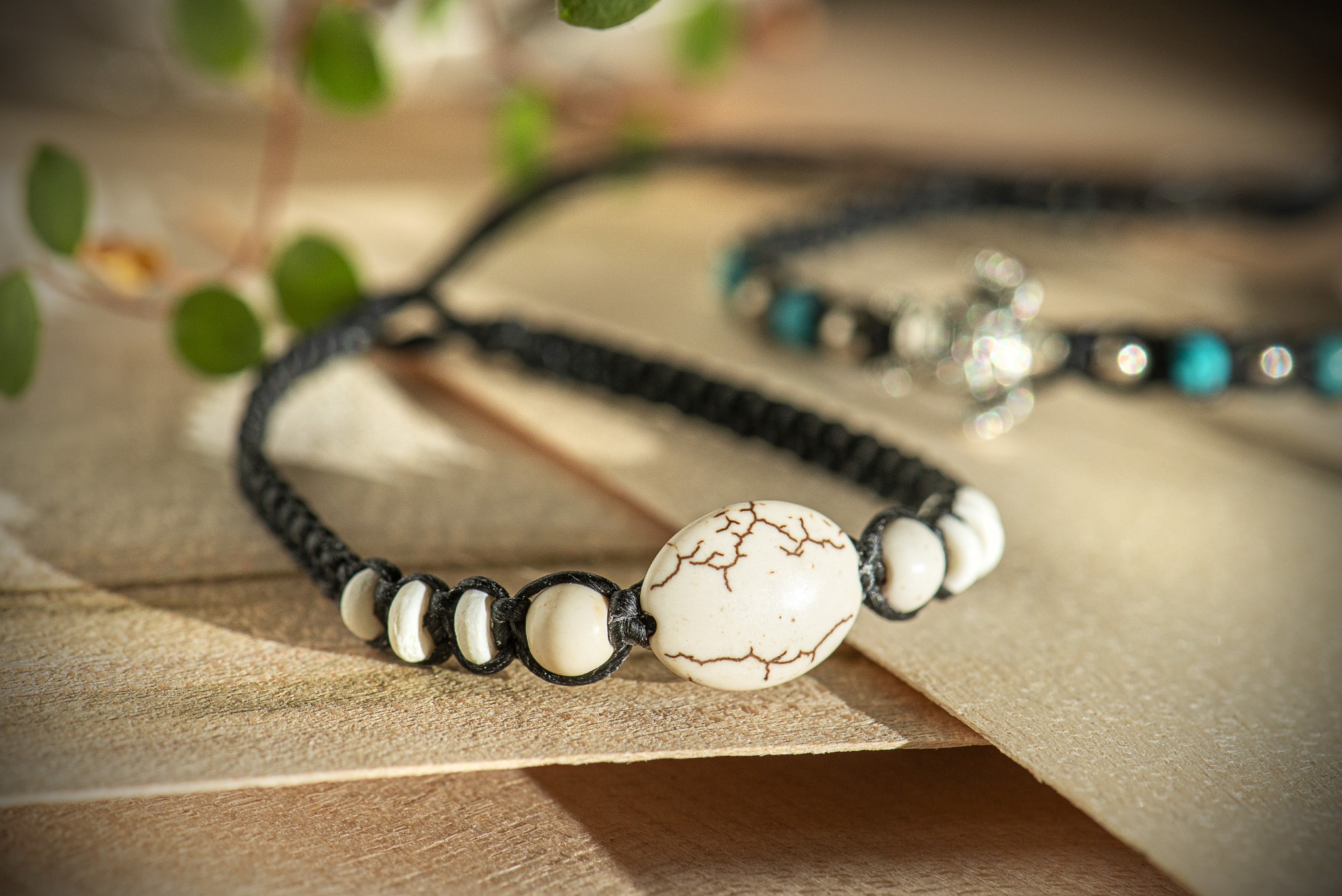 Armband 'Crash', handgefertigt, schwarz, weiß, L 18-19 cm günstig bestellen