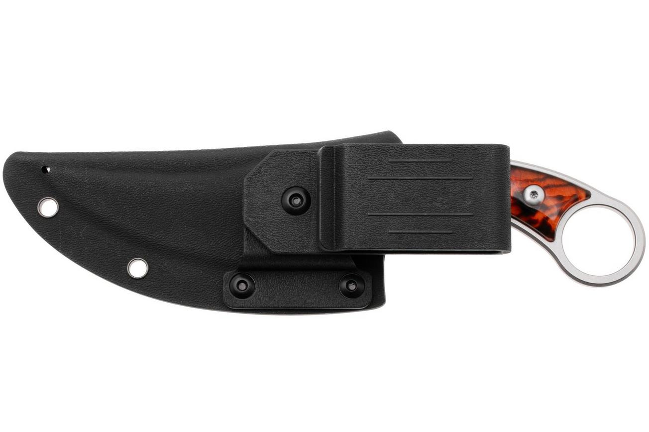 QSP Knife Viper QS166-C1 Stonewashed 10Cr15MoV, Tortoise Resin, vaststaand mes