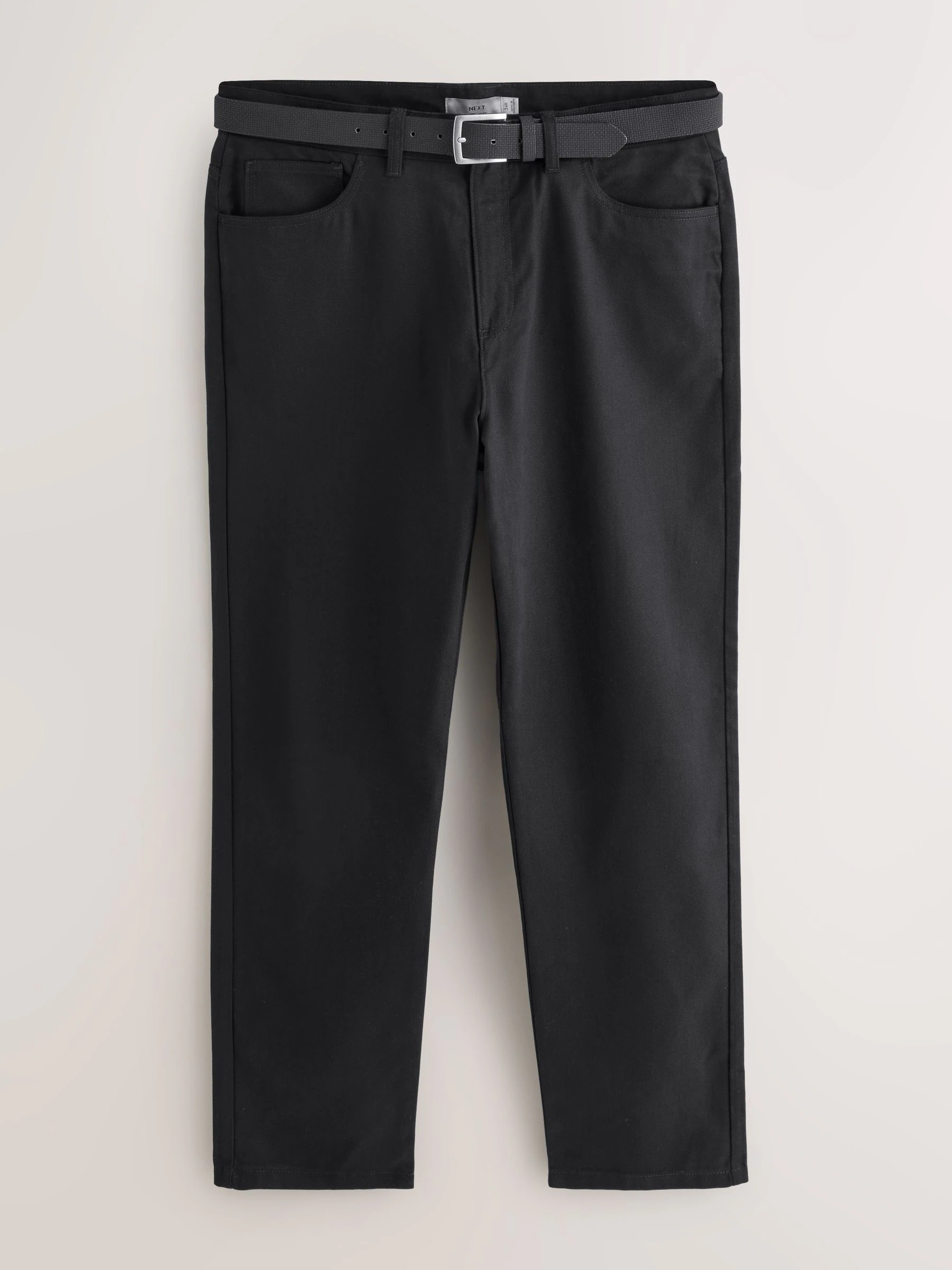 Zwart - Straight fit - Smart Brushed Cotton TENCEL™ Lyocell Blend Chinos With Belt