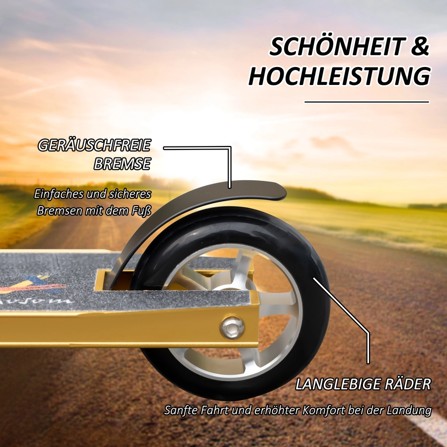 HOMCOM Stuntscooter mit dem 360° drehbaren Lenker gold
