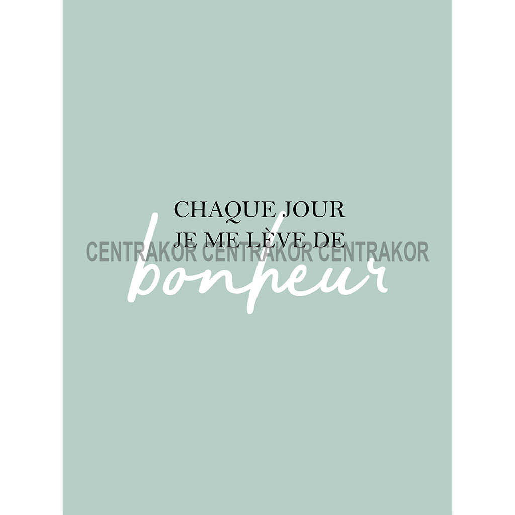 Affiche déco citation bonheur vert 30x40cm