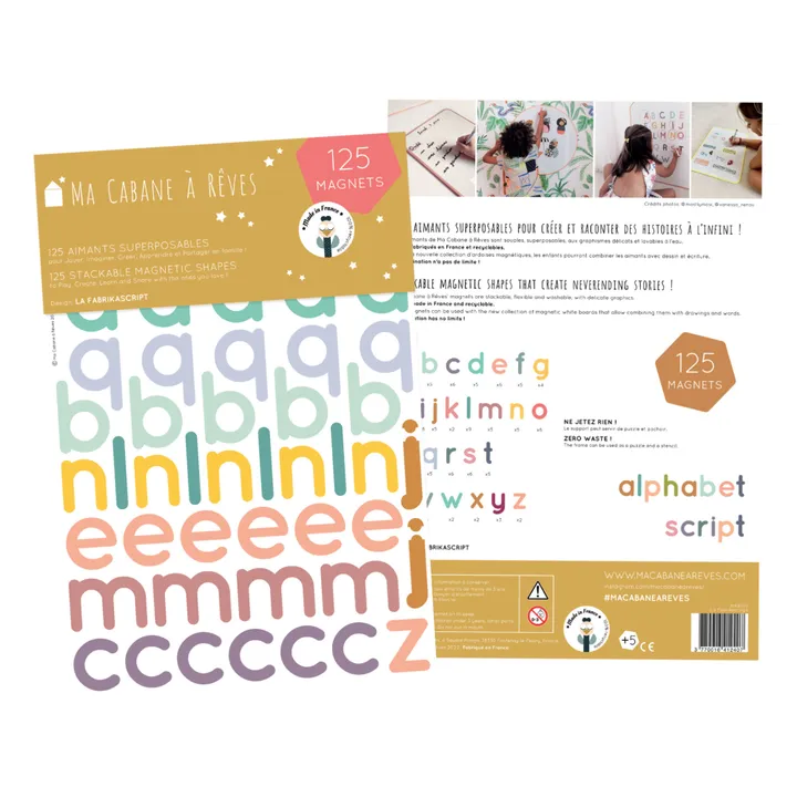 Ma Cabane à rêves Alphabet magnétique - 125 Lettres Scriptes