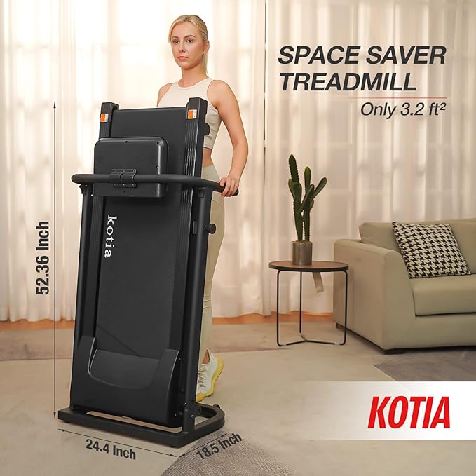 Esteira manual Kotia, não elétrica, com inclinação de 10°, compacta e dobrável, ideal para caminhadas e corridas em apartamentos e residências (Modelo GHN213)