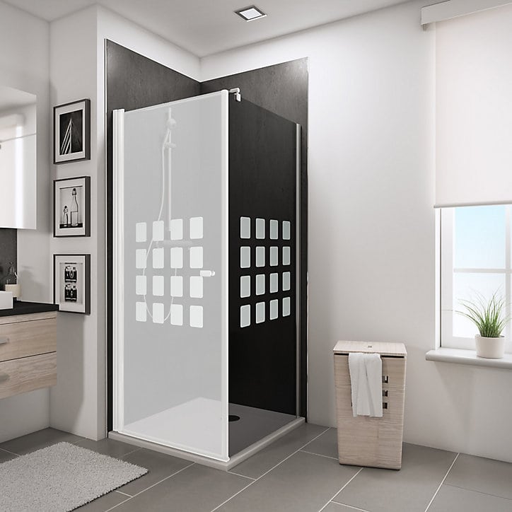 Paroi latérale fixe pour porte de douche pivotante 80 cm NewStyle Schulte verre transparent anticalcaire Cubic anthracite