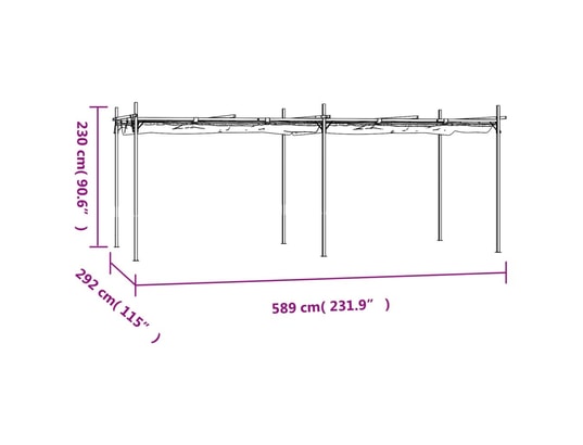 VIDAXL - Pergola avec toit rétractable taupe 589x292x230 cm