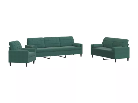 Ensemble de canapés 3 pcs avec coussins et traversins velours