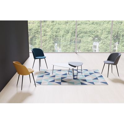 Table basse LAZY - L93 x P50 x H40 cm - pieds acier noir - plateau noir