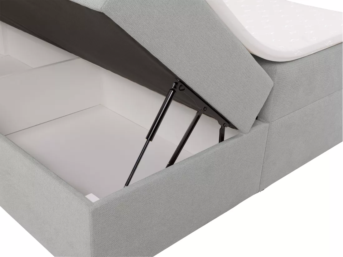 Ensemble complet literie déco tête de lit + sommiers coffre et tiroir + matelas + surmatelas - 160 x 200 cm - Tissu - Gris - ARAO de YSMÉE