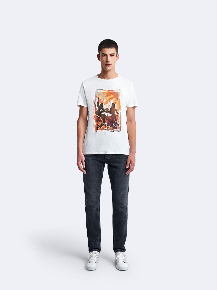Tee-shirt col rond à motif devant