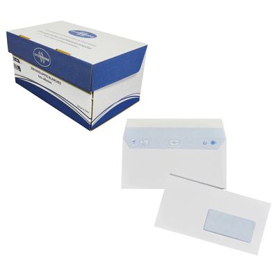 La Couronne - 200 Enveloppes DL 110 x 220 mm - 80 gr - fenêtre 45x100 mm - blanc - bande auto-adhésive