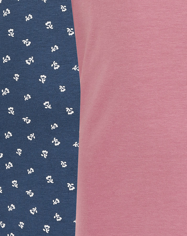 T-Shirt BASIC 33 2er Pack in rose/blau