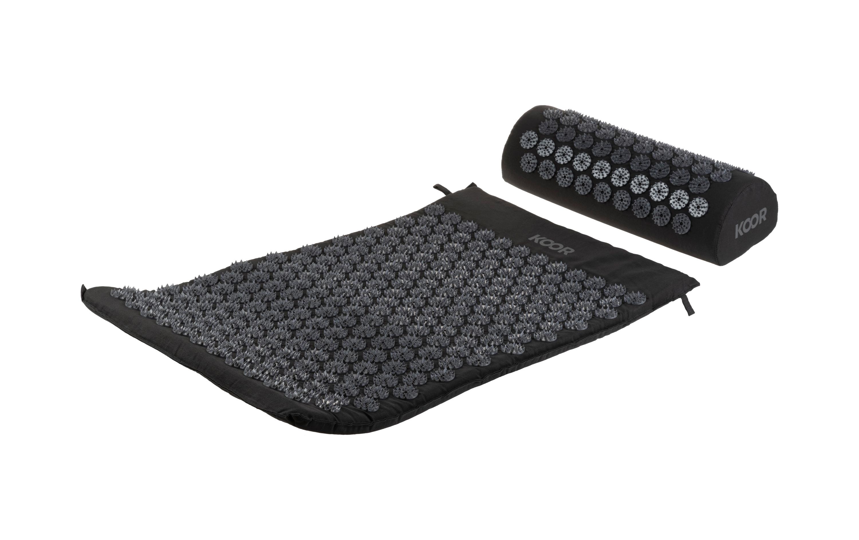Akupressurmatte mit Kissen SchwarzAkupressur-Set aus Stachelmatte und Kissen