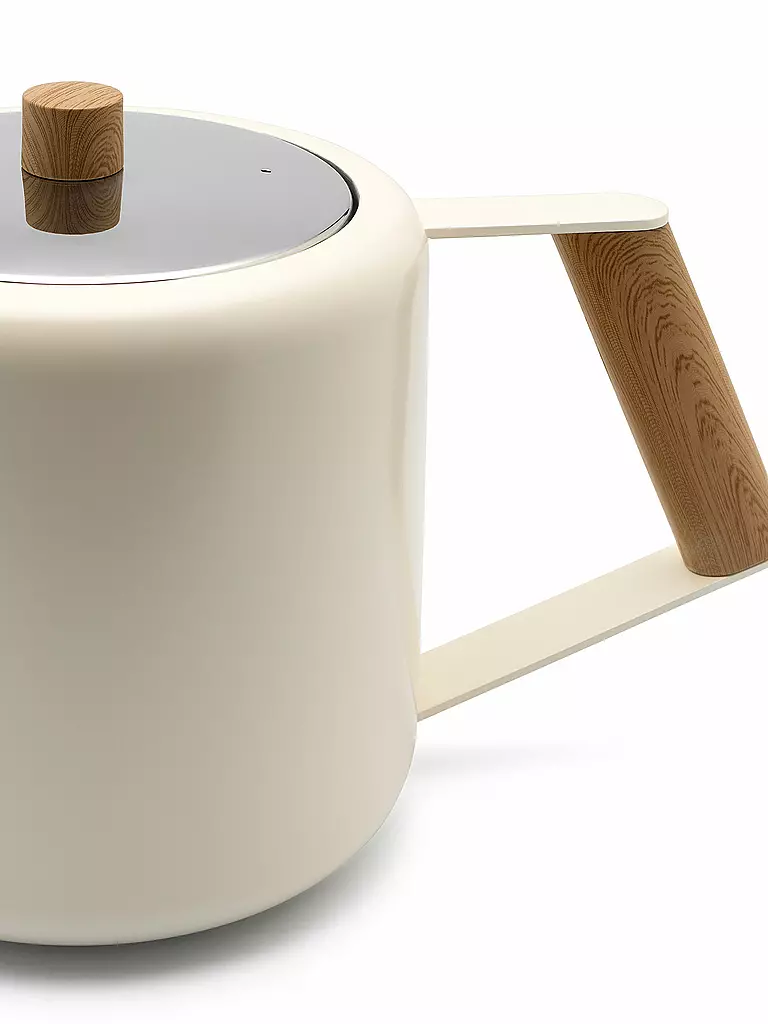 BREDEMEIJER Teekanne doppelwandig Boston 1,1l Mattweiss/Holzoptik weiss