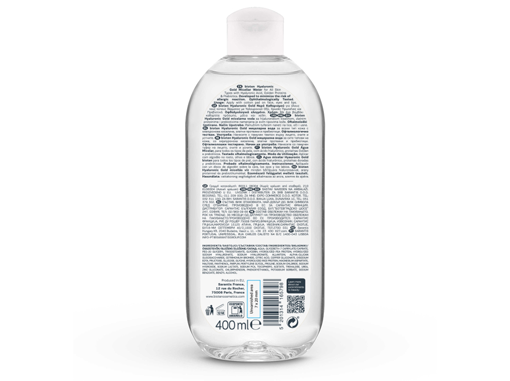ÁGUA MICELAR BIOTEN HYALURONIC GOLD 400ML