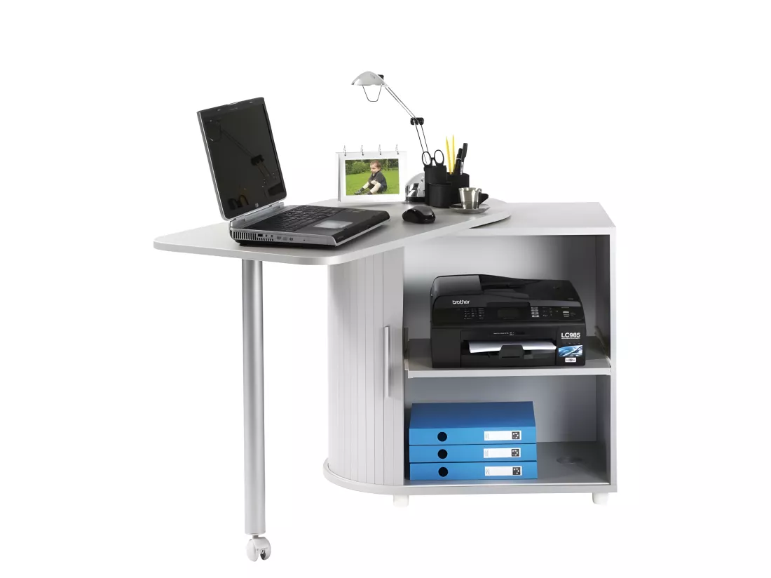 Bureau Informatique Alu Table Pivotante et Rangement L 77 H 71.7 P 47 cm - Coloris: Top Secret 300