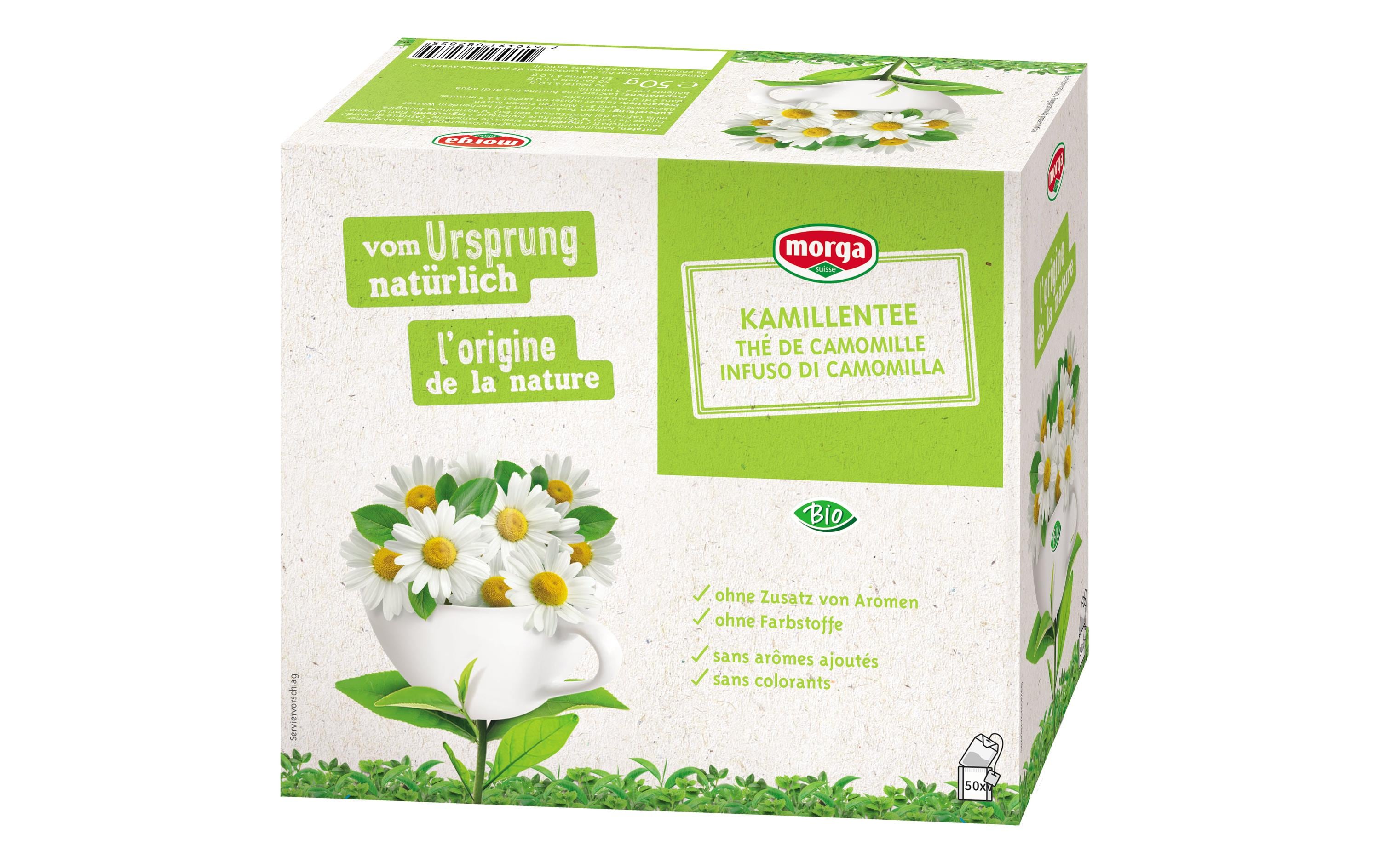 Teebeutel Bio Kamillen Tee 50 StückBekömmlicher, biologisch produzierter Kamillentee