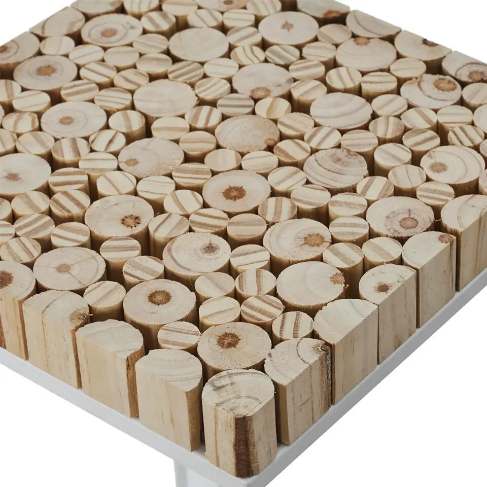 Home Deco Factory Bijzettafel - 2x stuks - wit - hout/metaal
