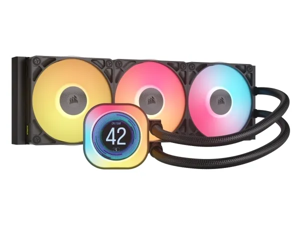 CORSAIR iCUE Link TITAN 360 RX LCD - Processors flydende kølesystem - Radiatorstørrelse: 360 mm - (for: LGA1851, LGA1700, AM5, AM4) - kobber - 120 mm - sort