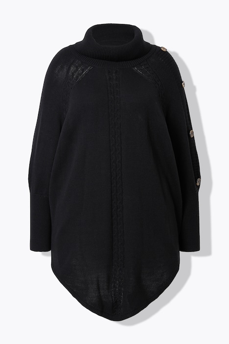 Pullover, Poncho-Style, Zopfmuster, Zipfelsaum
