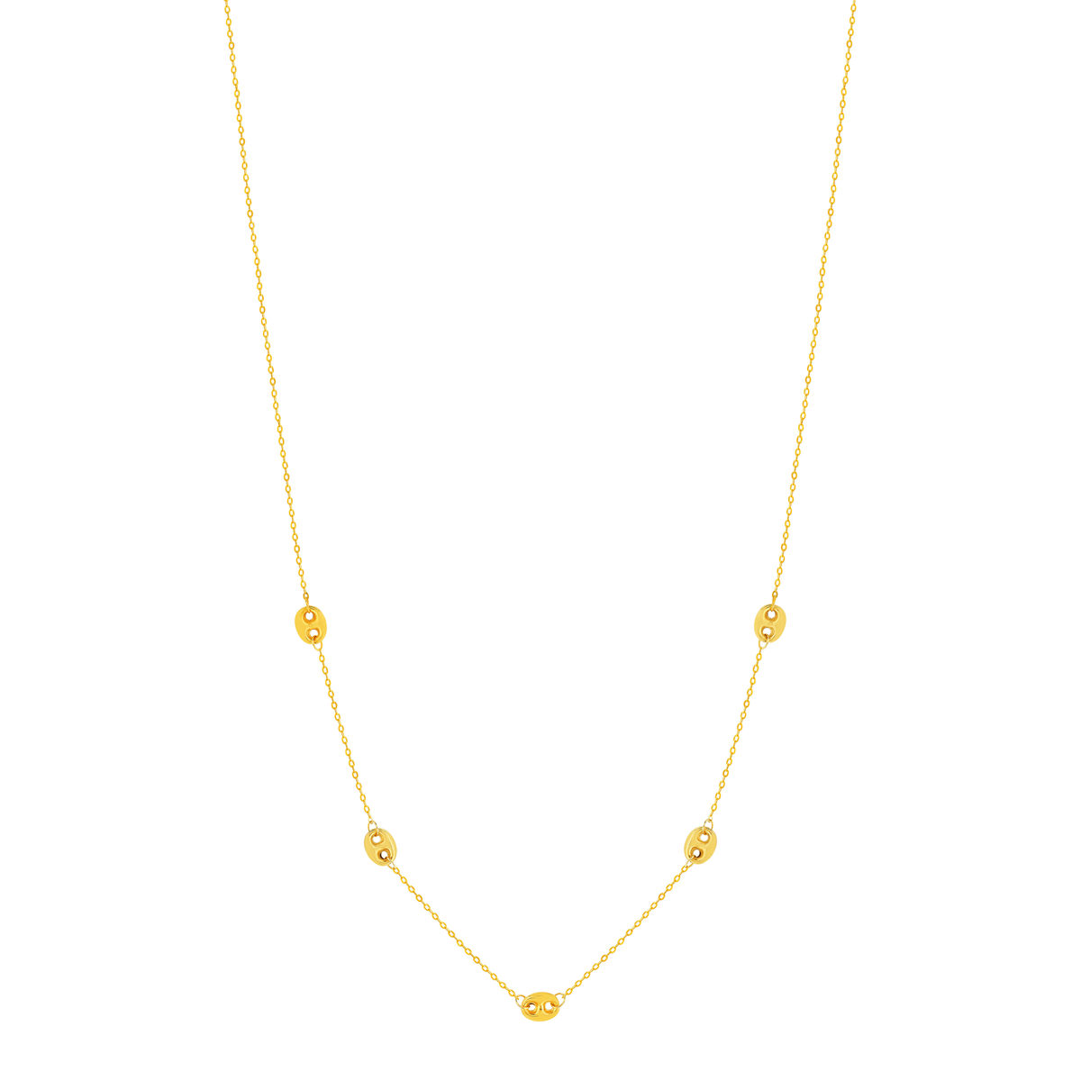 Collier or 375 jaune, motif grain de café 45 cm